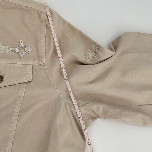 Caribbean Joe Antiqued Collection Short Beige Embroidered Rose Jacket Size 2XL - Picture 12 of 16